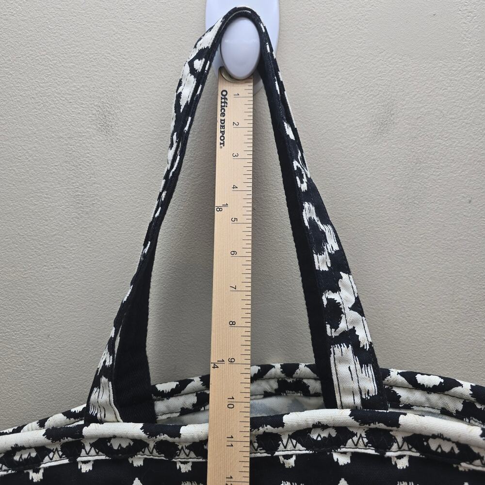 Thirty-One Retro Metro Aztec Print Canvas Tote Bag Bohemian Boho White Black - Picture 7 of 14